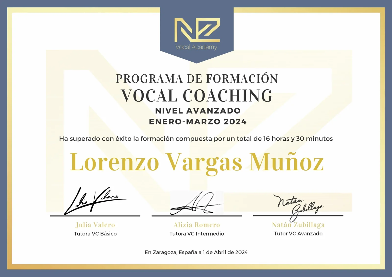 Certificación Vocal Coaching Nivel Avanzado